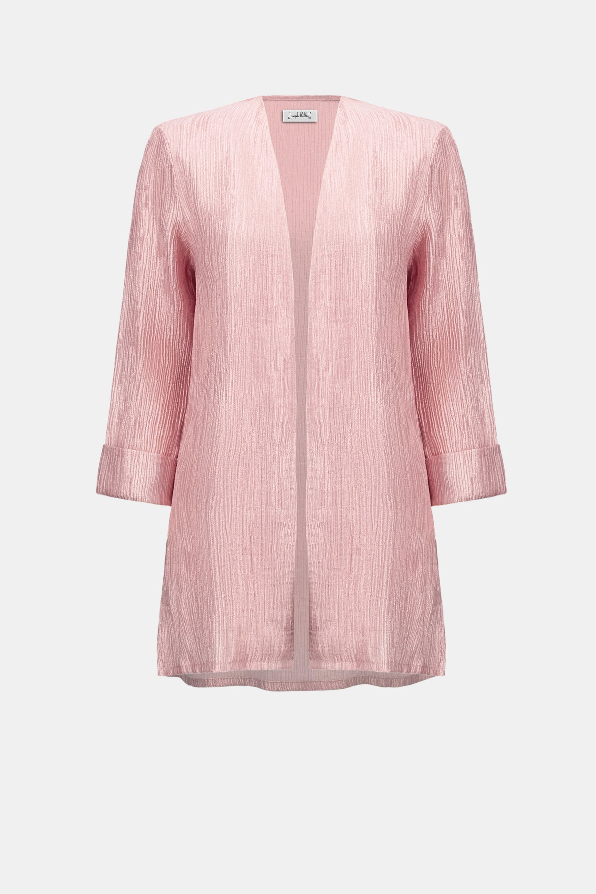 Joseph Ribkoff Rose Crinkle Jacquard Long Straight Jacket 