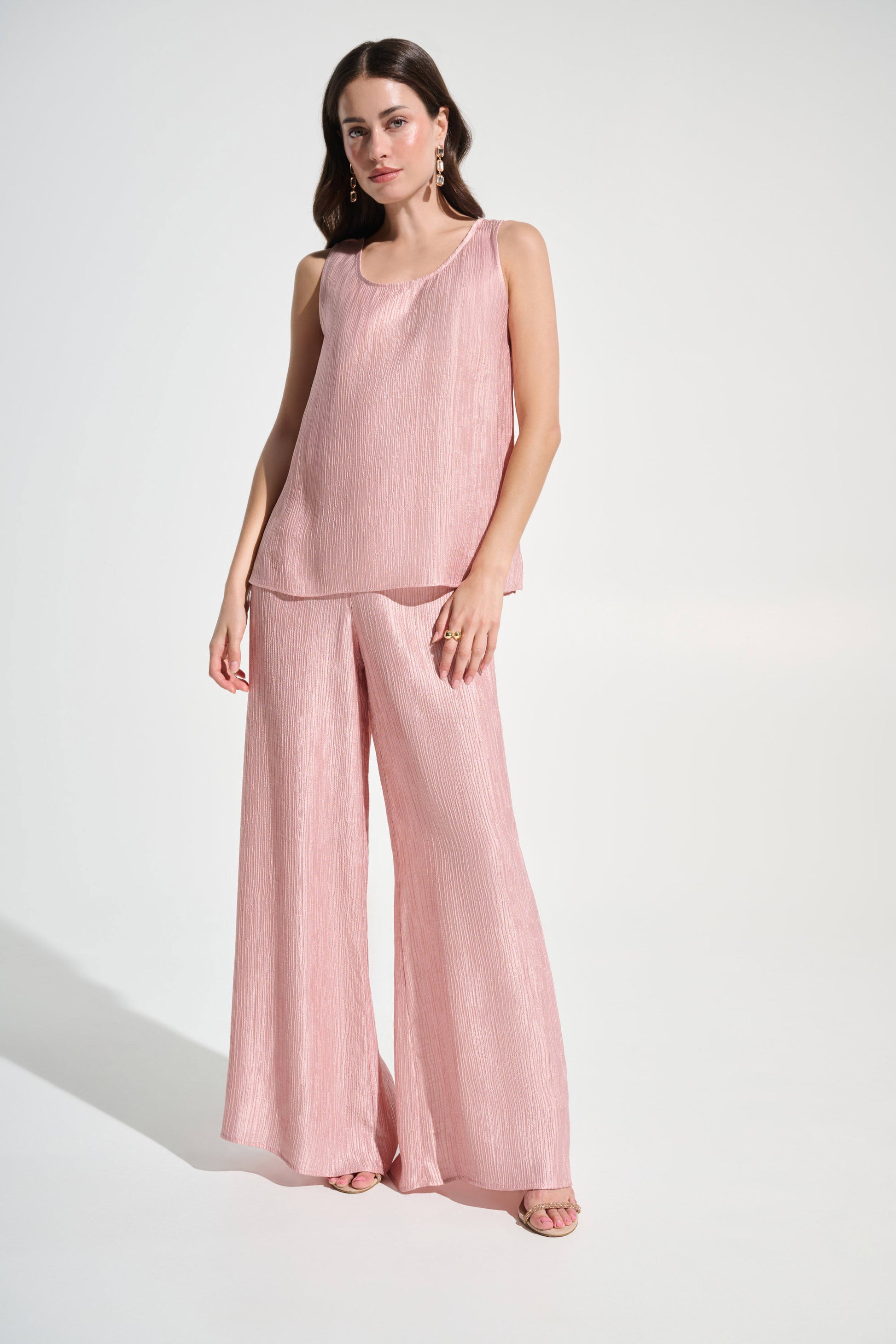 Joseph Ribkoff Rose Crinkle Jacquard Sleeveless Straight Top