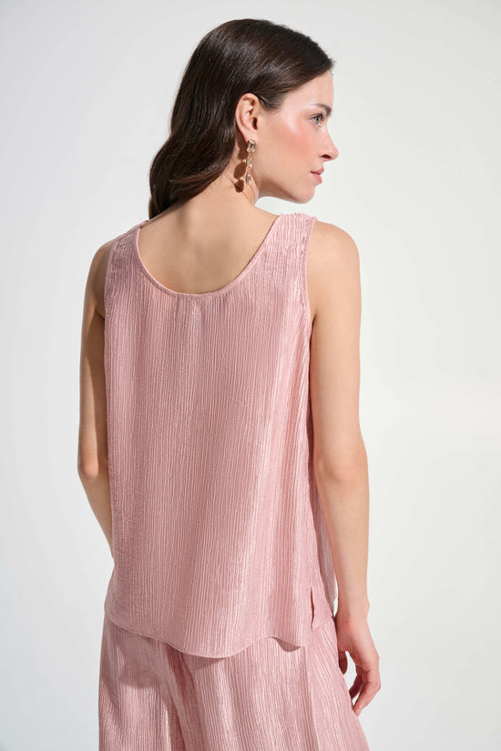 Joseph Ribkoff Rose Crinkle Jacquard Sleeveless Straight Top