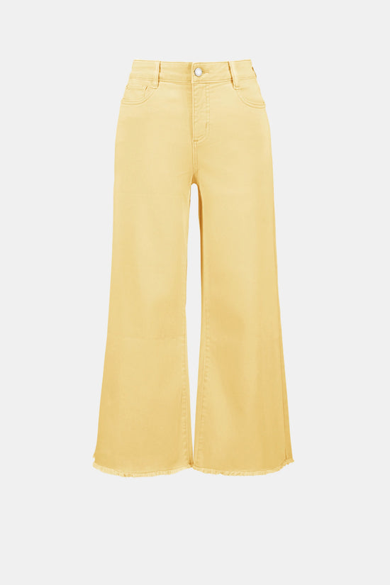 Joseph Ribkoff Yellow Featherweave Denim Wide Leg Cropped Jeans
