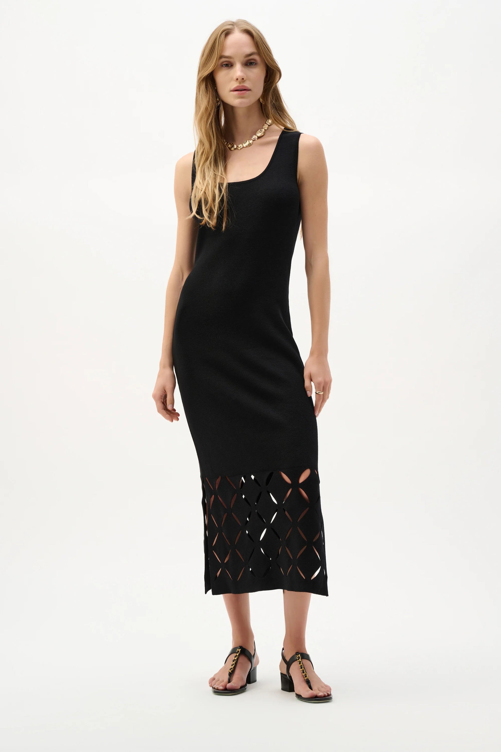 Joseph Ribkoff Black Viscose Fitted Sleeveless Dress