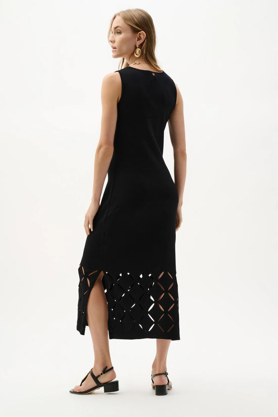 Joseph Ribkoff Black Viscose Fitted Sleeveless Dress