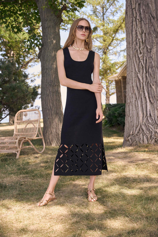 Joseph Ribkoff Black Viscose Fitted Sleeveless Dress