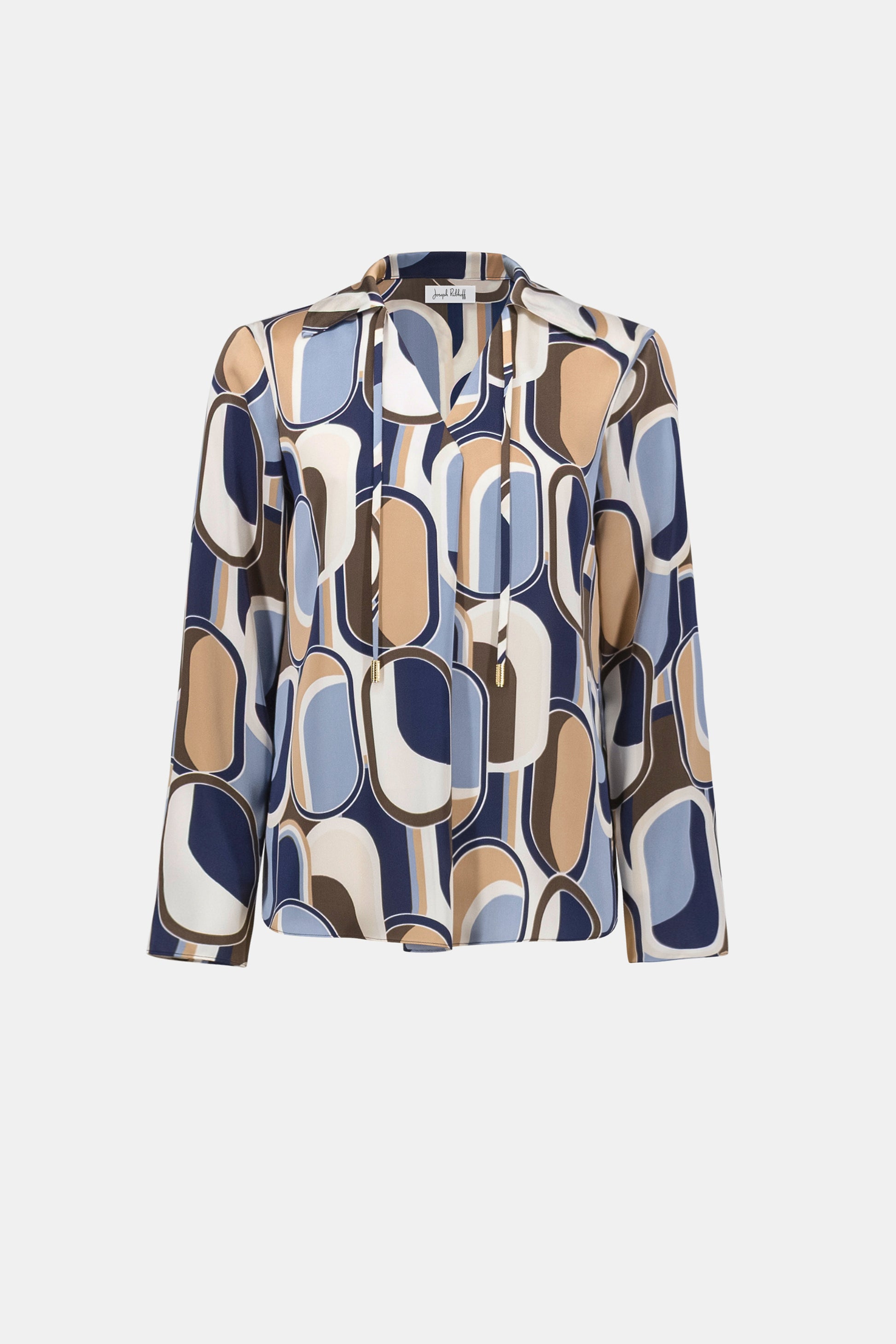 Joseph Ribkoff Off-White/Multi Satin Geometric Top