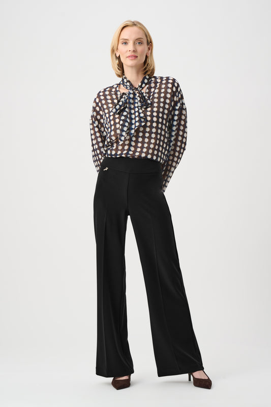 Joseph Ribkoff Black Silky Knit Wide-Leg Pull-On Trousers
