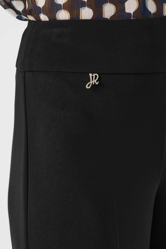 Joseph Ribkoff Black Silky Knit Wide-Leg Pull-On Trousers
