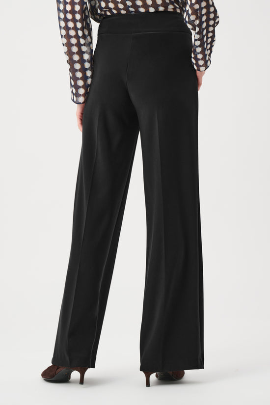 Joseph Ribkoff Black Silky Knit Wide-Leg Pull-On Trousers