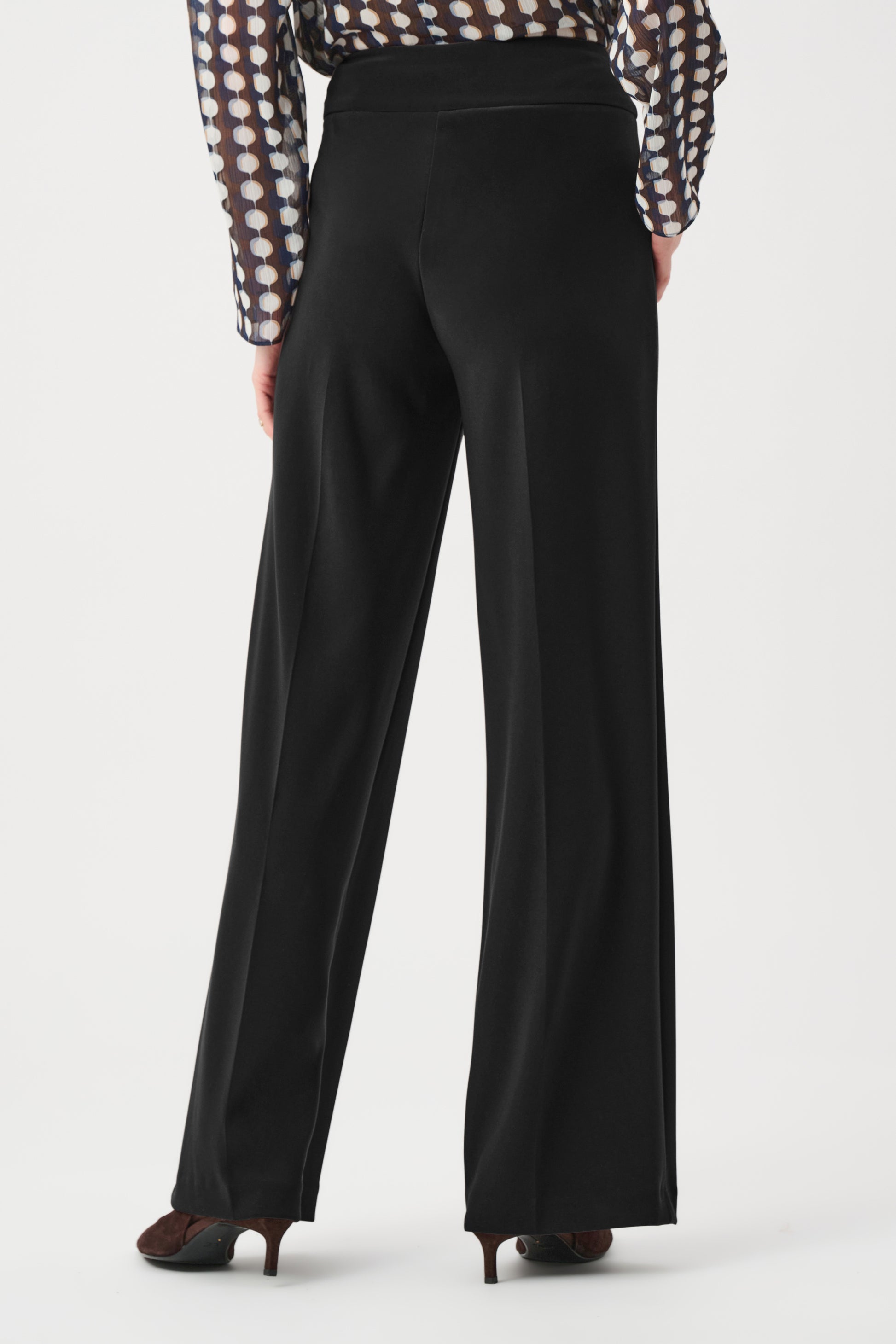Joseph Ribkoff Black Silky Knit Wide-Leg Pull-On Trousers