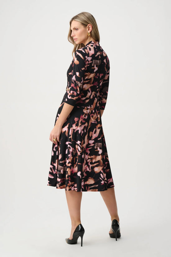 Joseph Ribkoff Black Printed Silky Knit Fit And Flare Dress