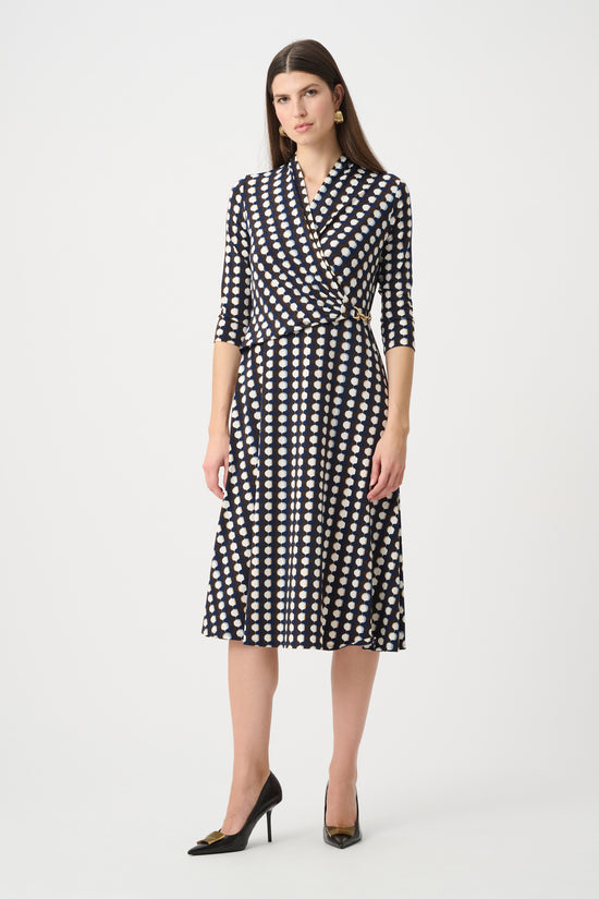 Joseph Ribkoff Brown/Multi Printed Silky Knit Fit And Flare Dress 263077