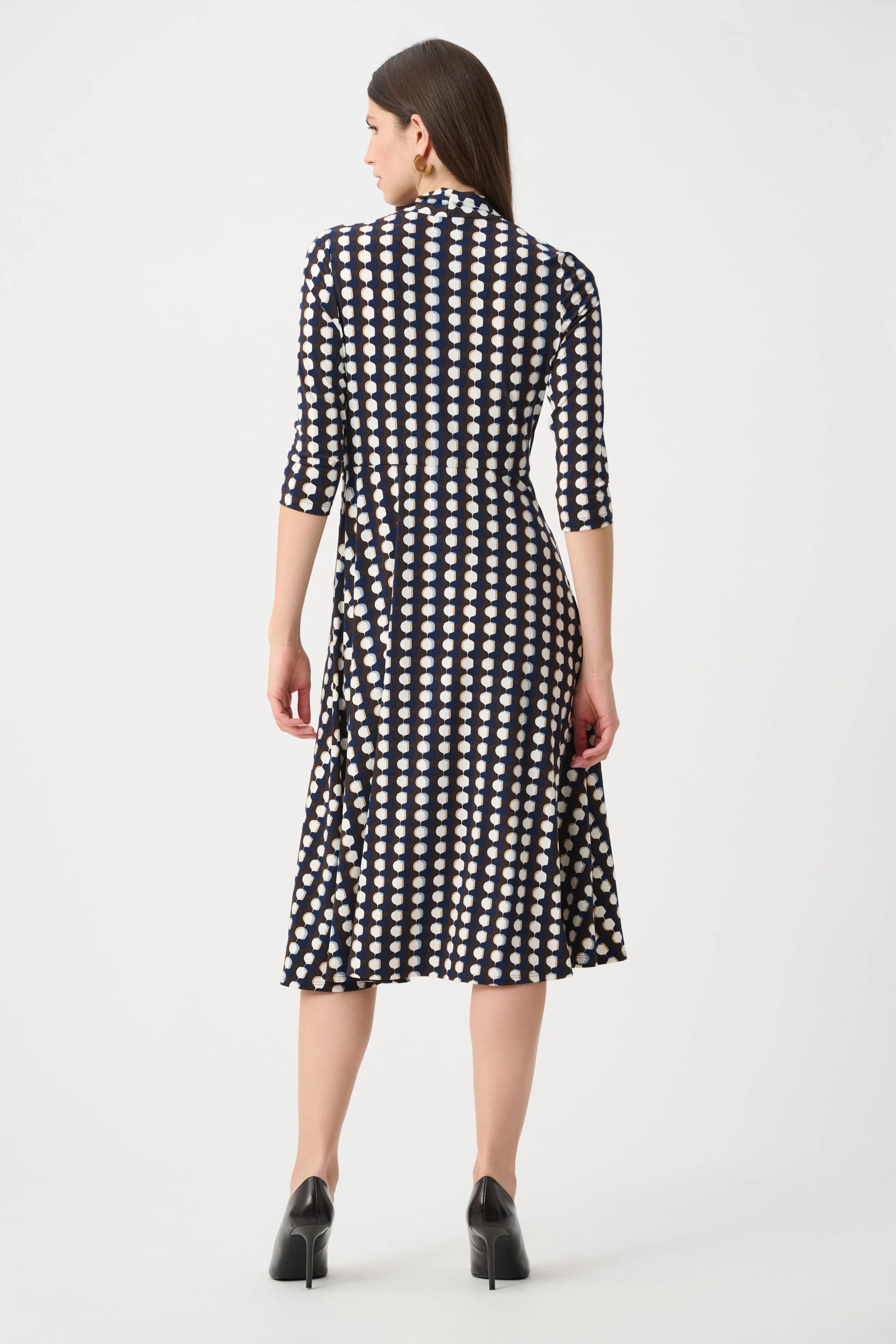 Joseph Ribkoff Brown/Multi Printed Silky Knit Fit And Flare Dress 263077