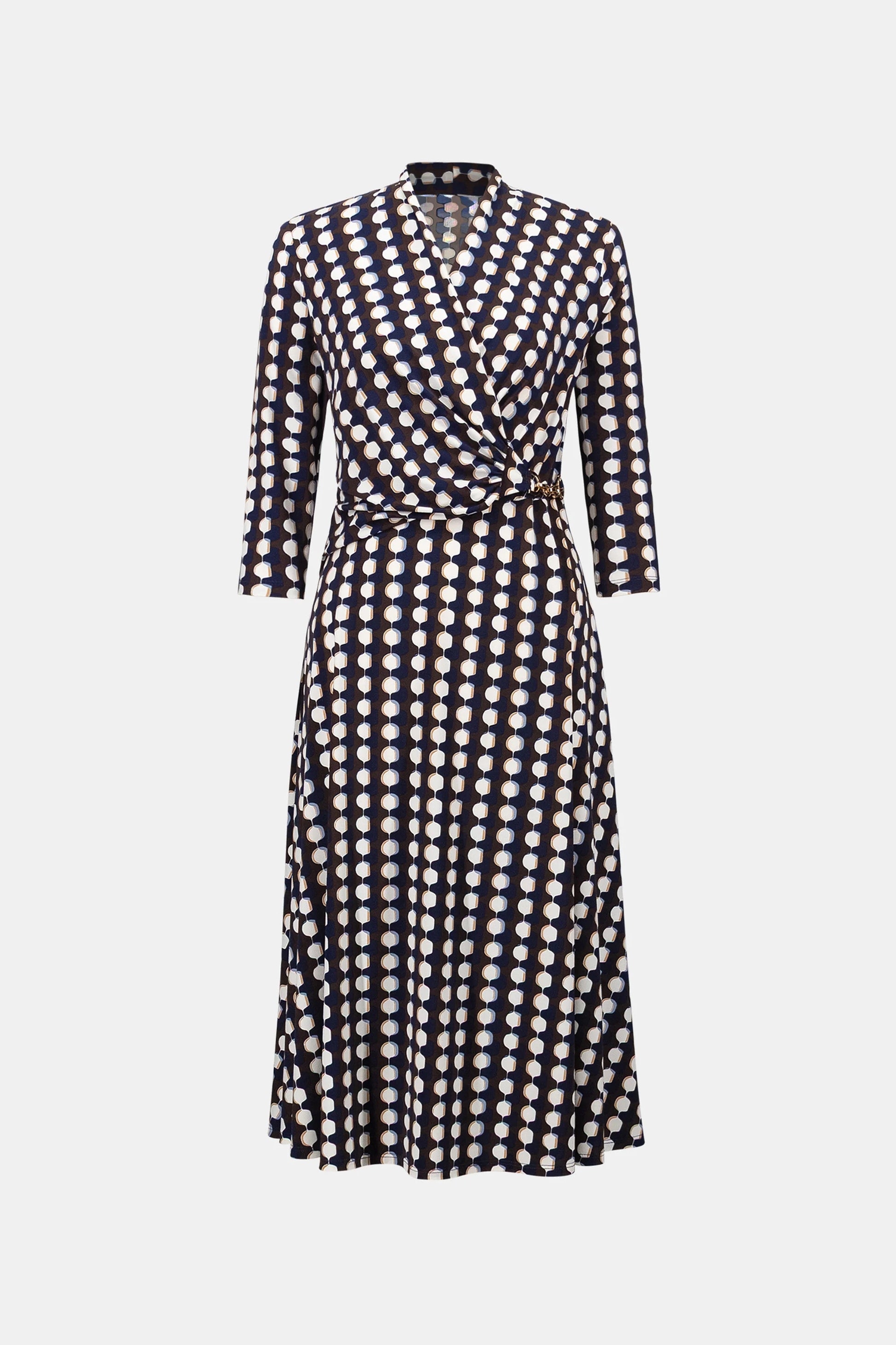 Joseph Ribkoff Brown/Multi Printed Silky Knit Fit And Flare Dress 263077