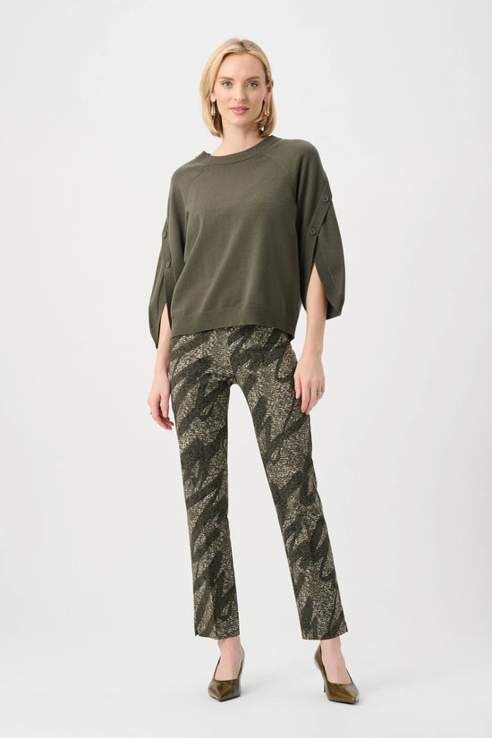 Joseph Ribkoff Avocado Millennium Abstract Print Pull-On Trousers