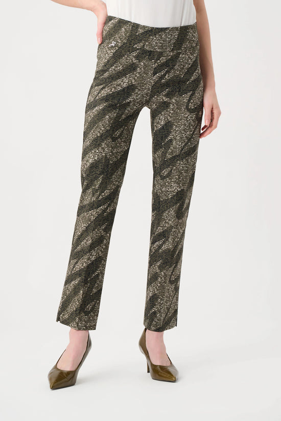 Joseph Ribkoff Avocado Millennium Abstract Print Pull-On Trousers