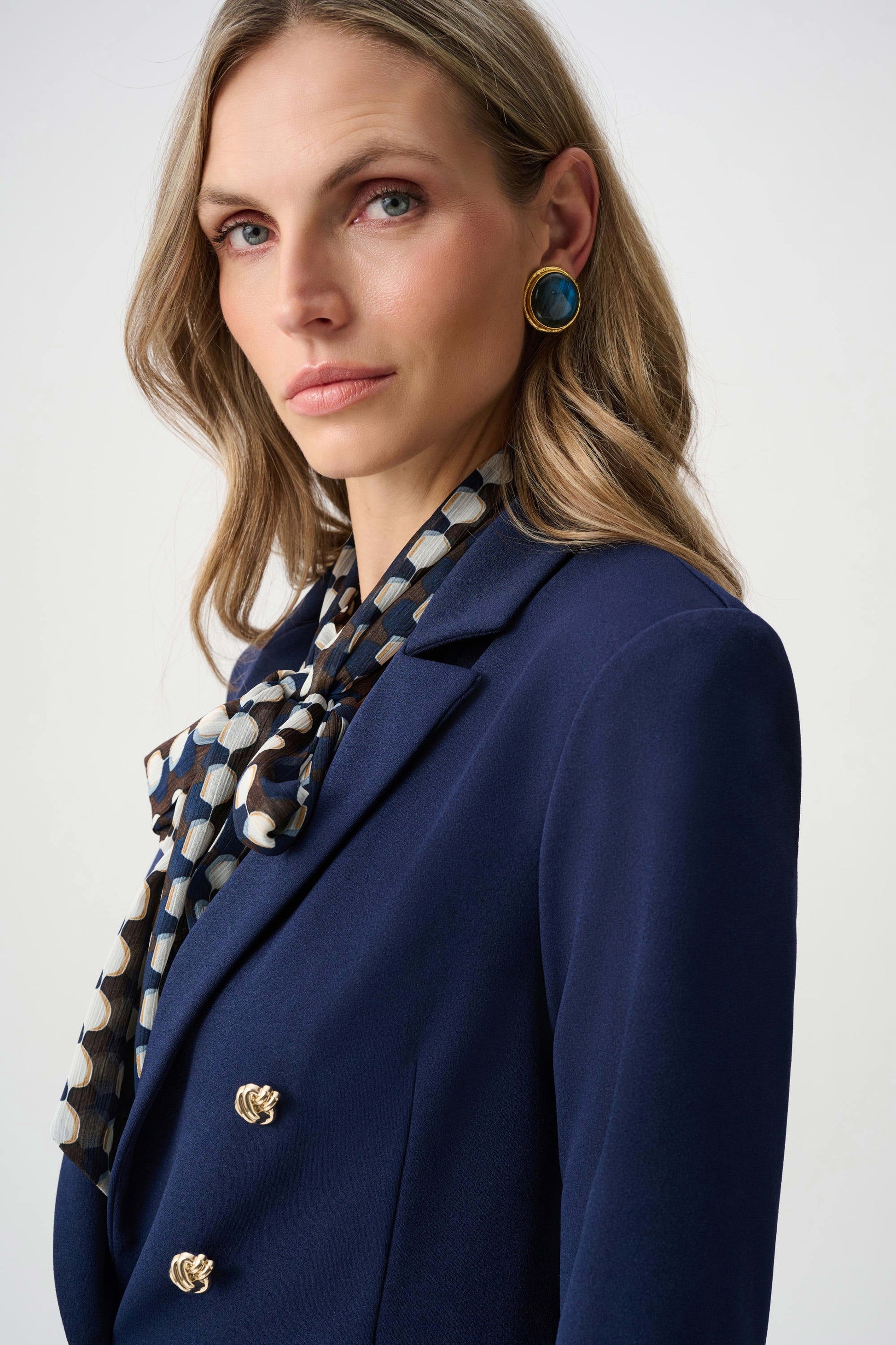 Joseph Ribkoff Indigo Scuba Crepe Fitted Jacket