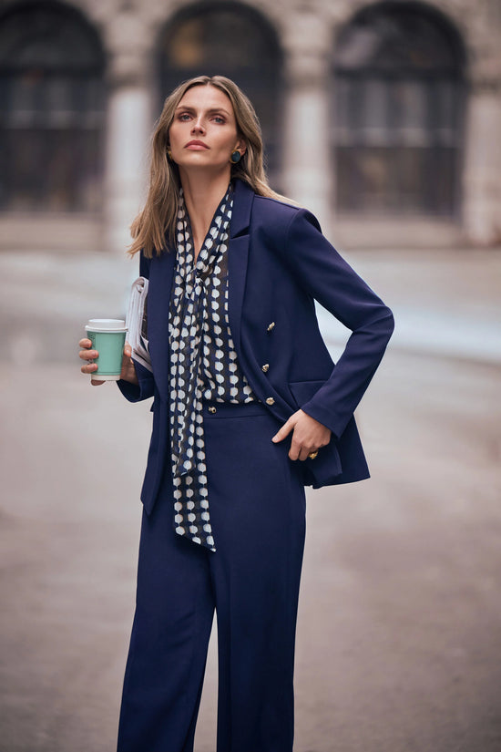 Joseph Ribkoff Indigo Scuba Crepe Fitted Jacket