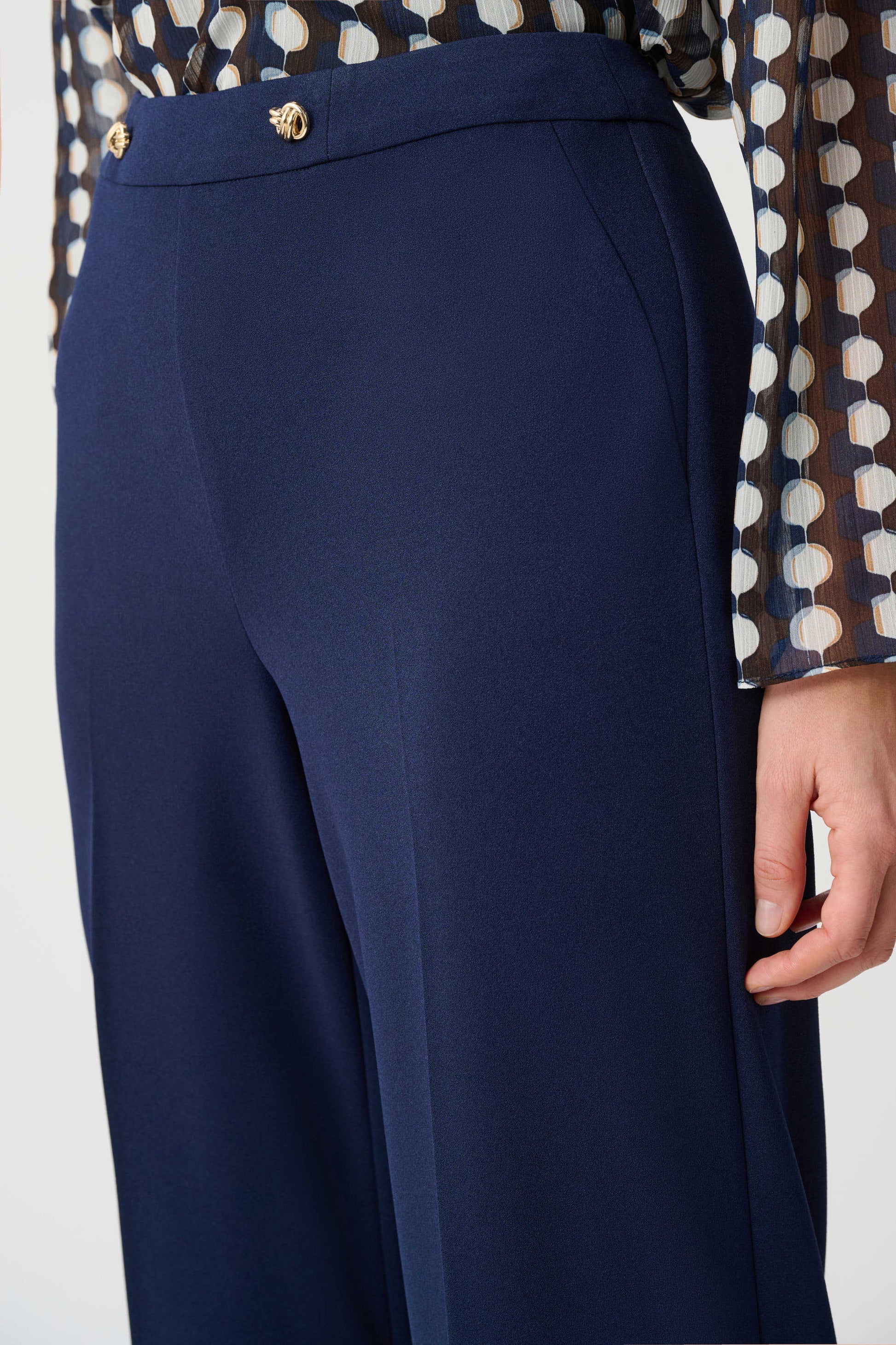 Joseph Ribkoff Indigo Scuba Crepe Wide Leg Pull-On Trousers
