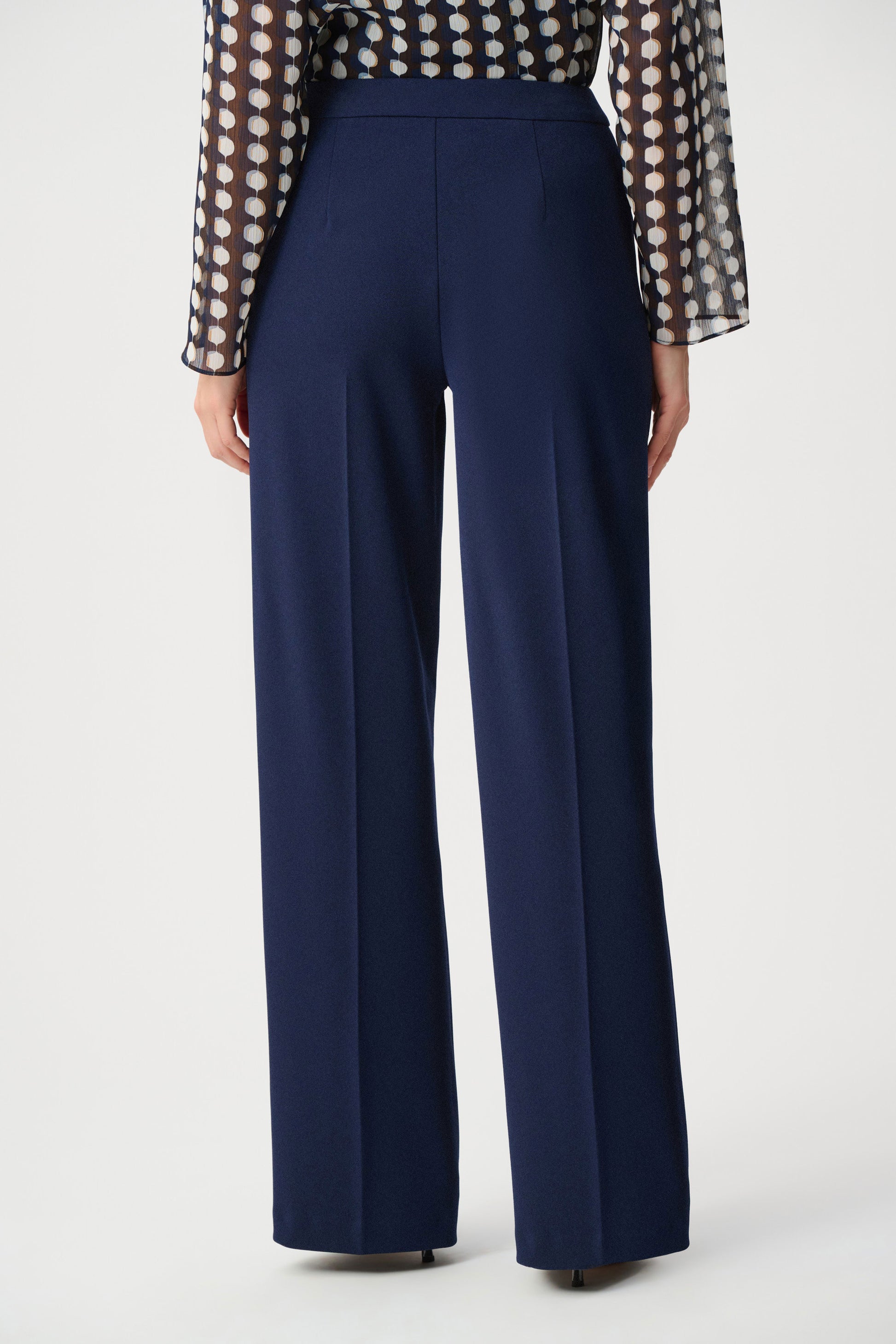 Joseph Ribkoff Indigo Scuba Crepe Wide Leg Pull-On Trousers