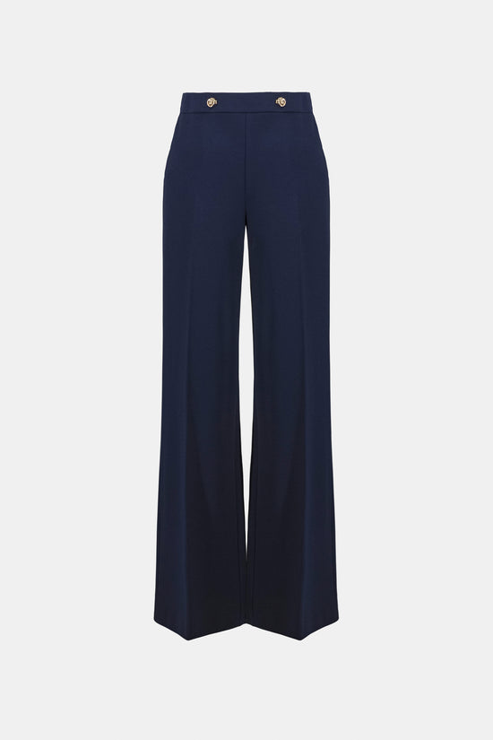 Joseph Ribkoff Indigo Scuba Crepe Wide Leg Pull-On Trousers