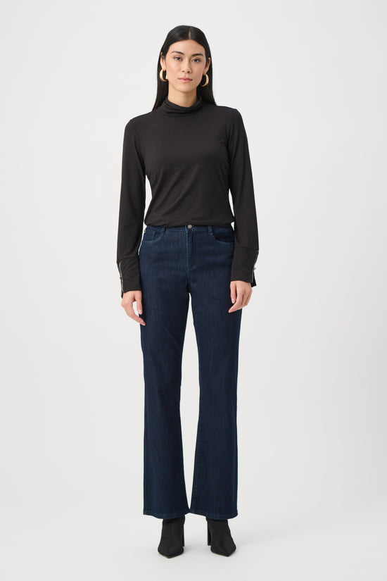 Joseph Ribkoff Black Jersey Fitted Mock-Neck Top