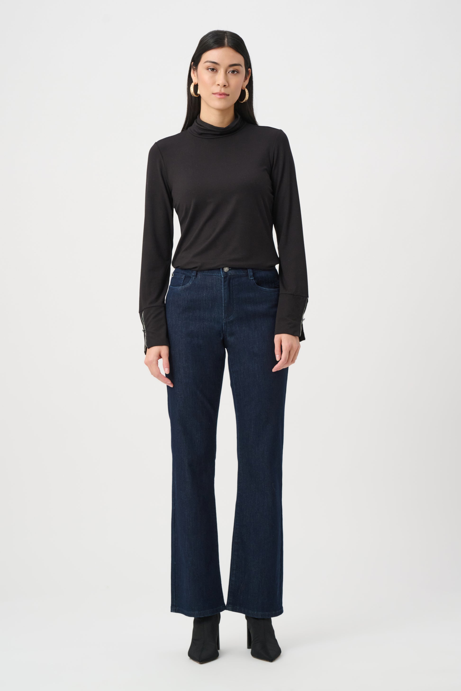Joseph Ribkoff Black Jersey Fitted Mock-Neck Top