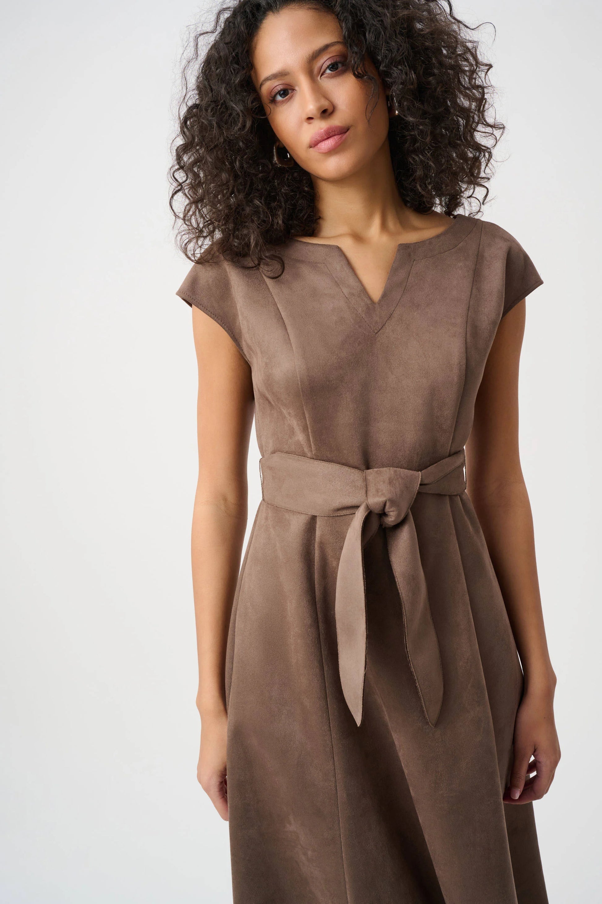Joseph Ribkoff Mink Faux Suede Fit-and-Flare Dress