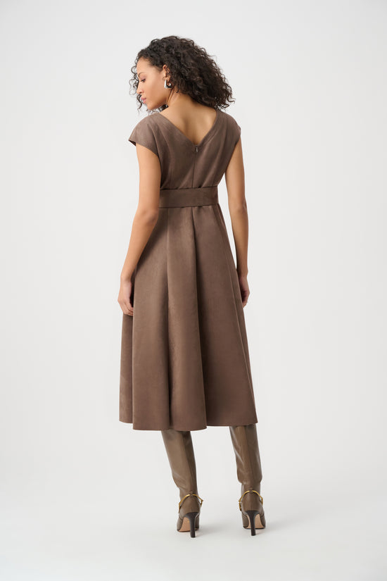 Joseph Ribkoff Mink Faux Suede Fit-and-Flare Dress
