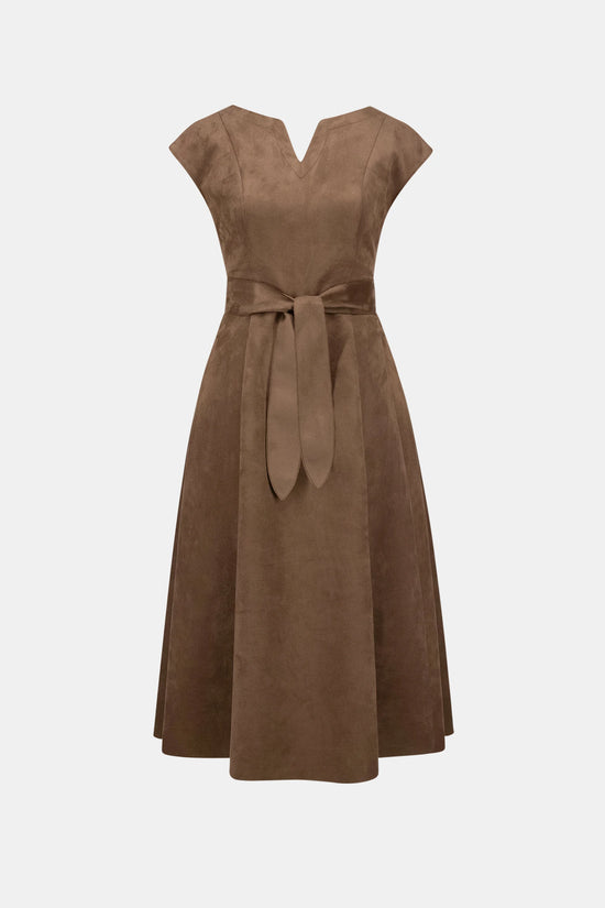 Joseph Ribkoff Mink Faux Suede Fit-and-Flare Dress