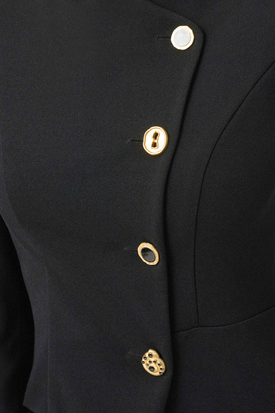 Joseph Ribkoff Black Scuba Crepe Mock-Neck Sheath Dress