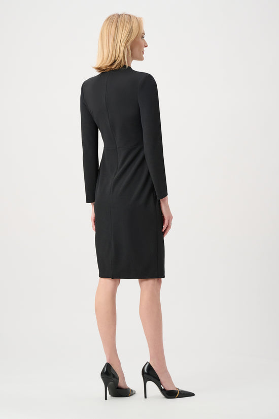 Joseph Ribkoff Black Scuba Crepe Mock-Neck Sheath Dress