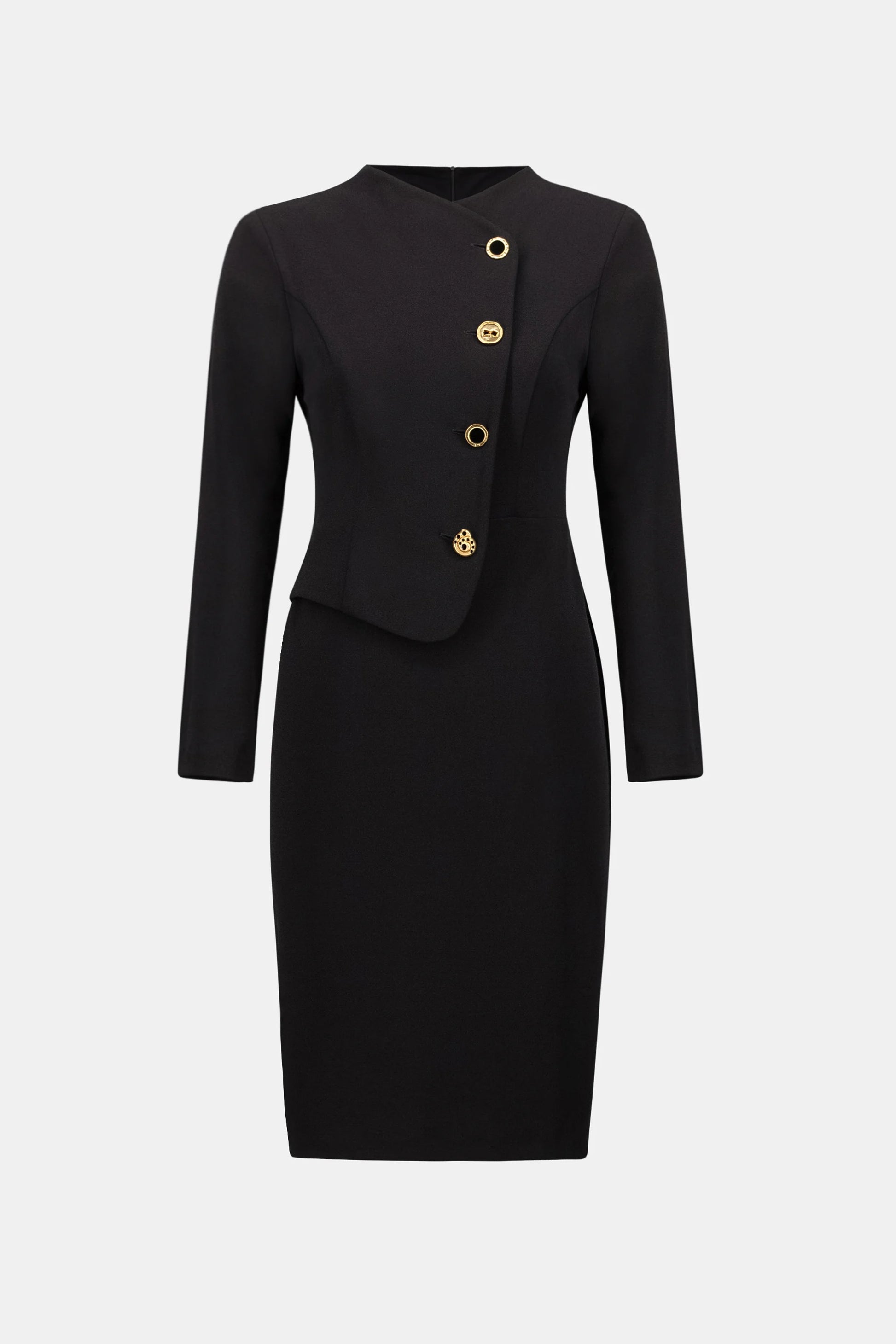 Joseph Ribkoff Black Scuba Crepe Mock-Neck Sheath Dress