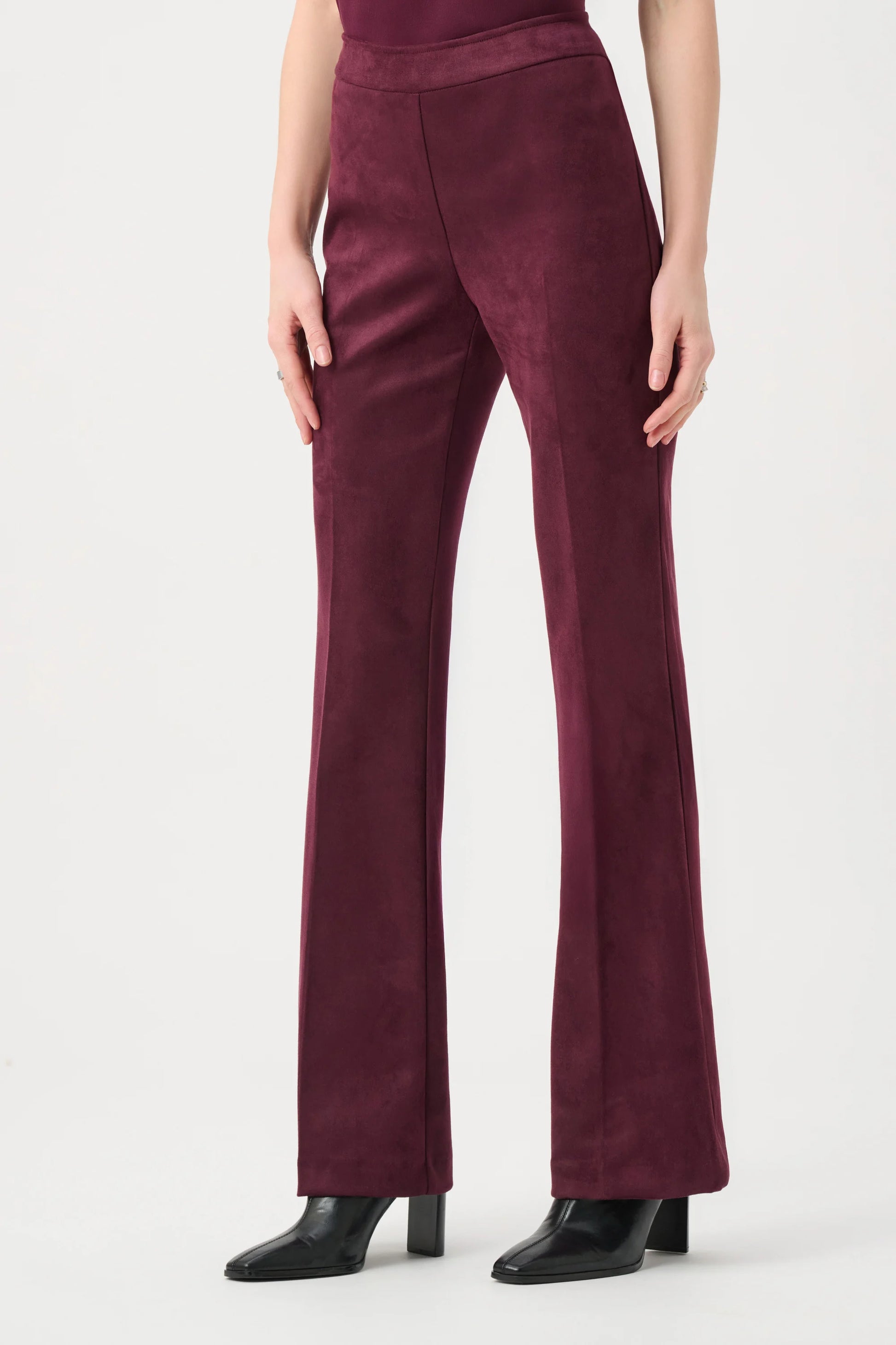 Joseph Ribkoff Elderberry Faux Suede Flared Pull-On Trousers