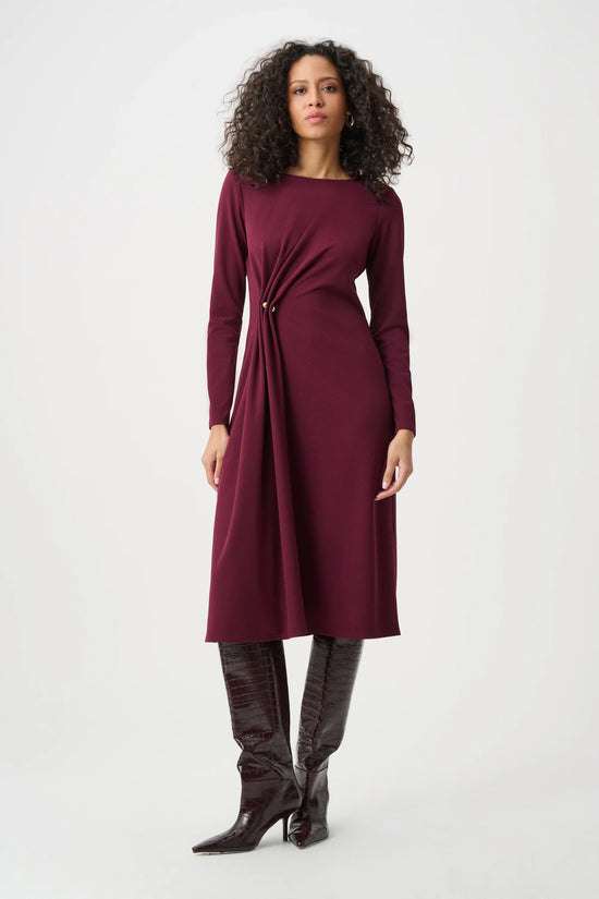 Joseph Ribkoff Berry Scuba Crepe Draped Front Sheath Dress