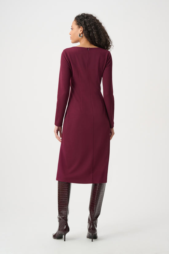 Joseph Ribkoff Berry Scuba Crepe Draped Front Sheath Dress
