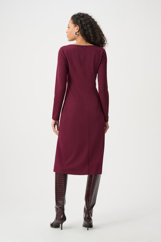 Joseph Ribkoff Berry Scuba Crepe Draped Front Sheath Dress