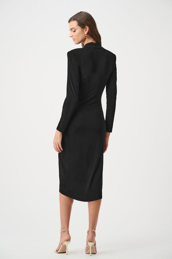 Joseph Ribkoff Black Silky Knit Sheath Wrap Dress