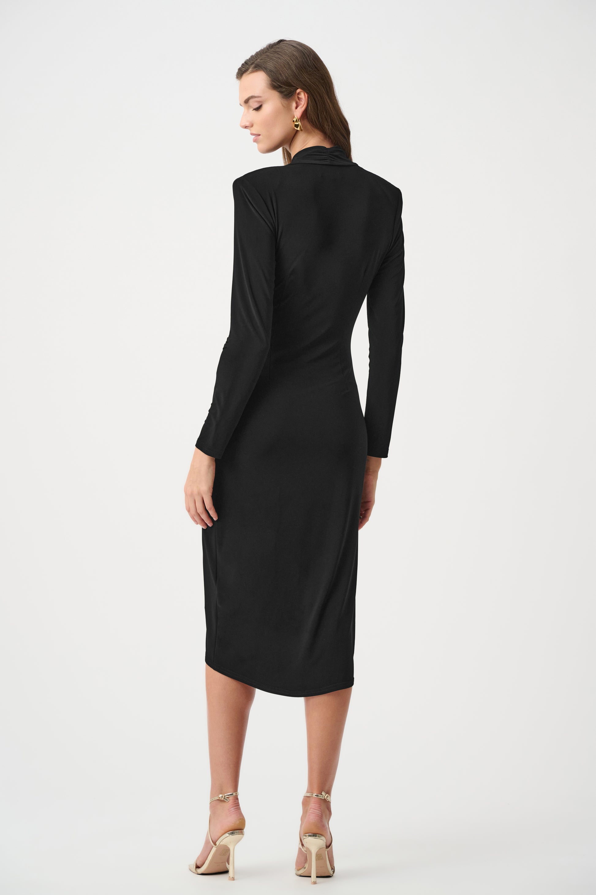Joseph Ribkoff Black Silky Knit Sheath Wrap Dress