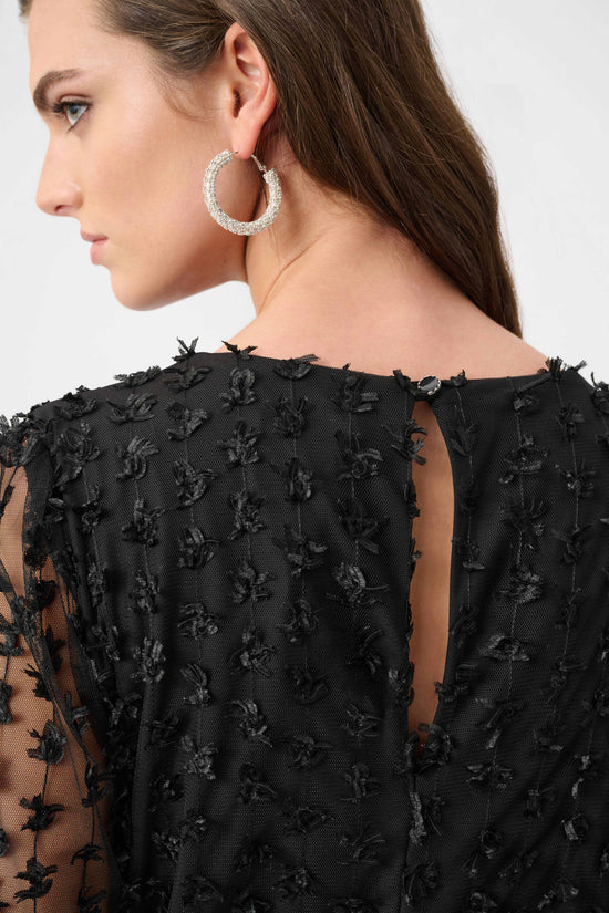 Joseph Ribkoff Black Silky Knit and Sheer Wide Leg Jumpsuit