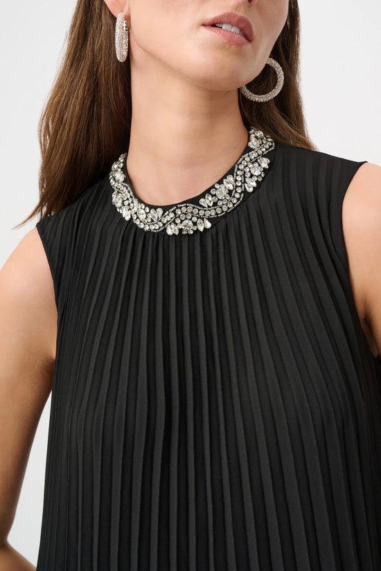 Joseph Ribkoff Black Pleated A-Line Dress