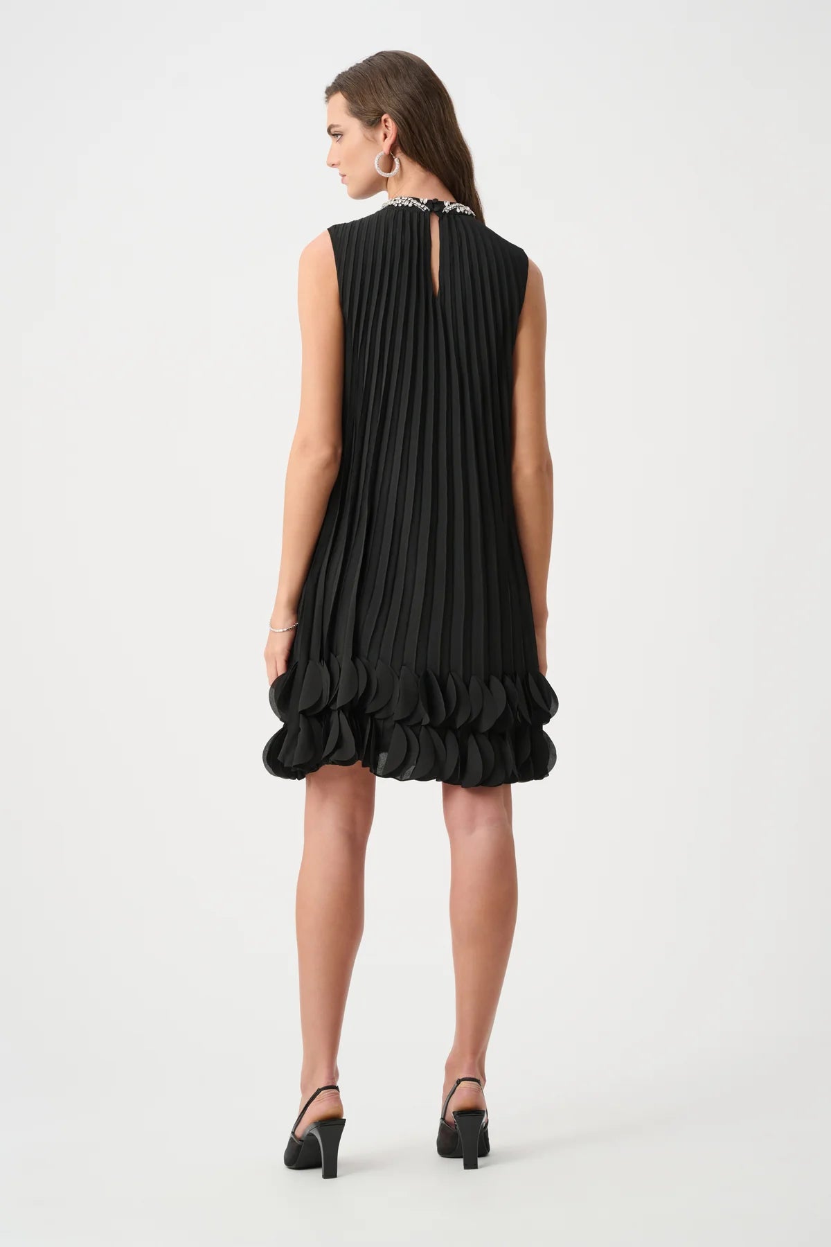 Joseph Ribkoff Black Pleated A-Line Dress