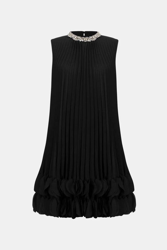 Joseph Ribkoff Black Pleated A-Line Dress