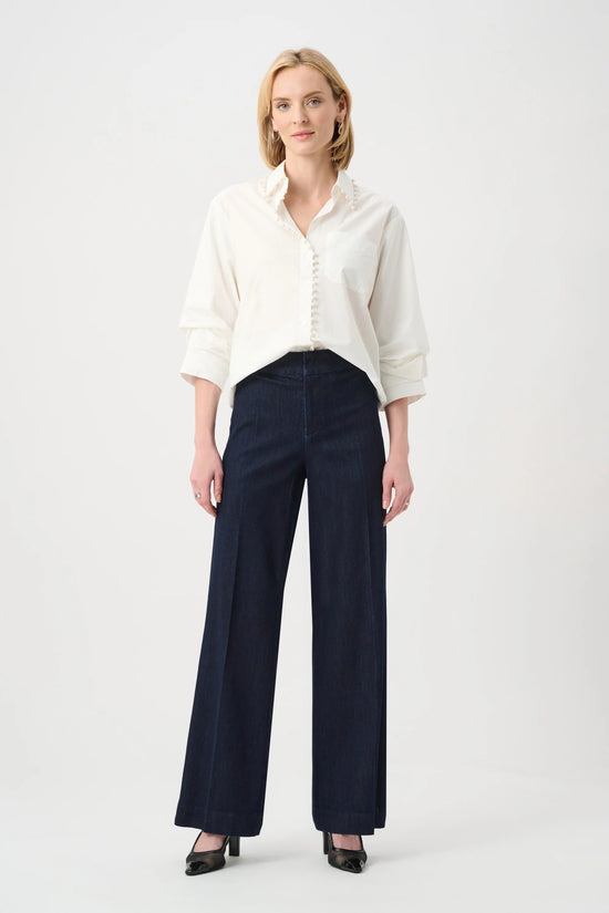 Joseph Ribkoff Dark Denim Stretch High-Rise Wide Leg Jeans