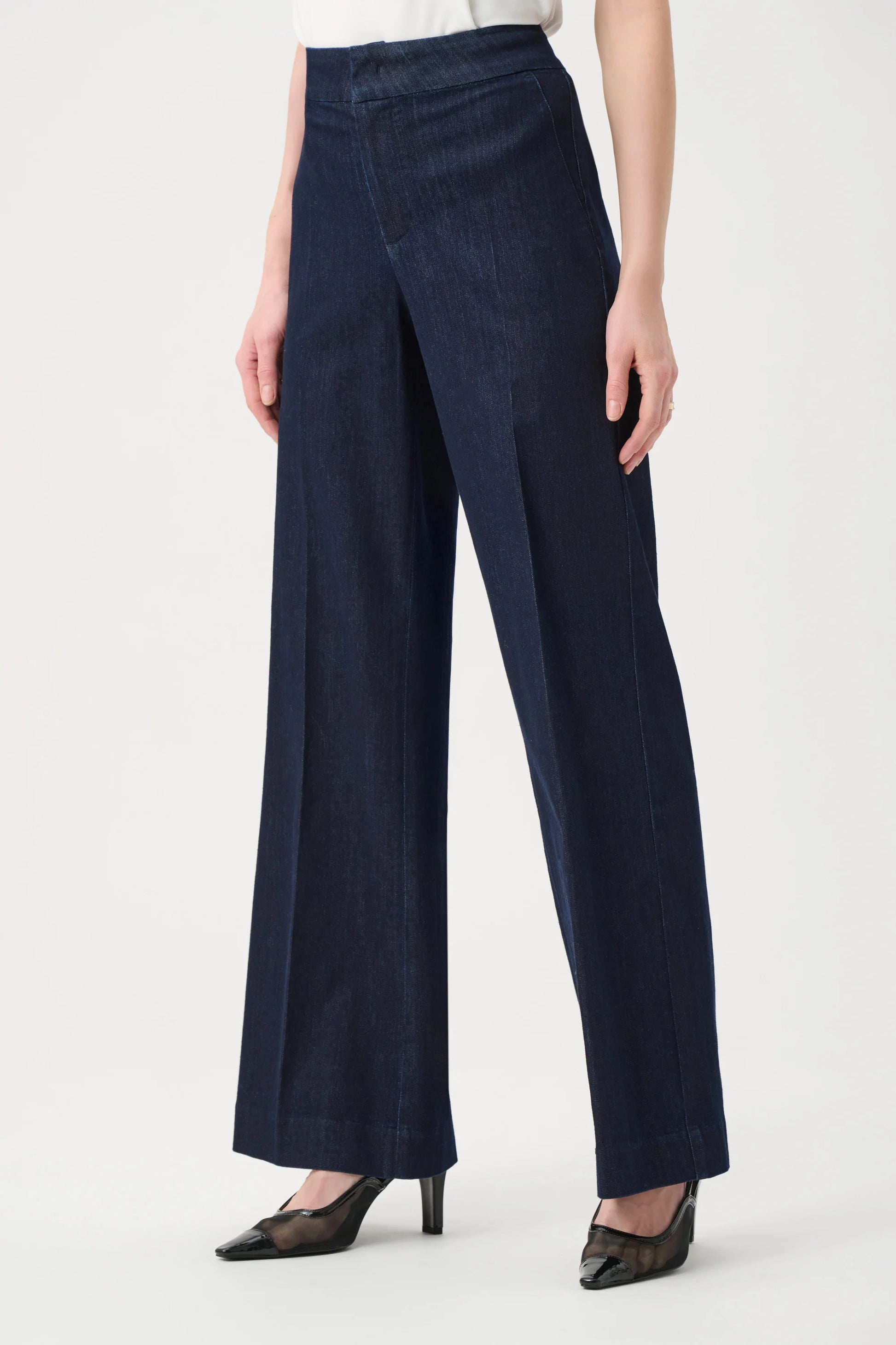 Joseph Ribkoff Dark Denim Stretch High-Rise Wide Leg Jeans