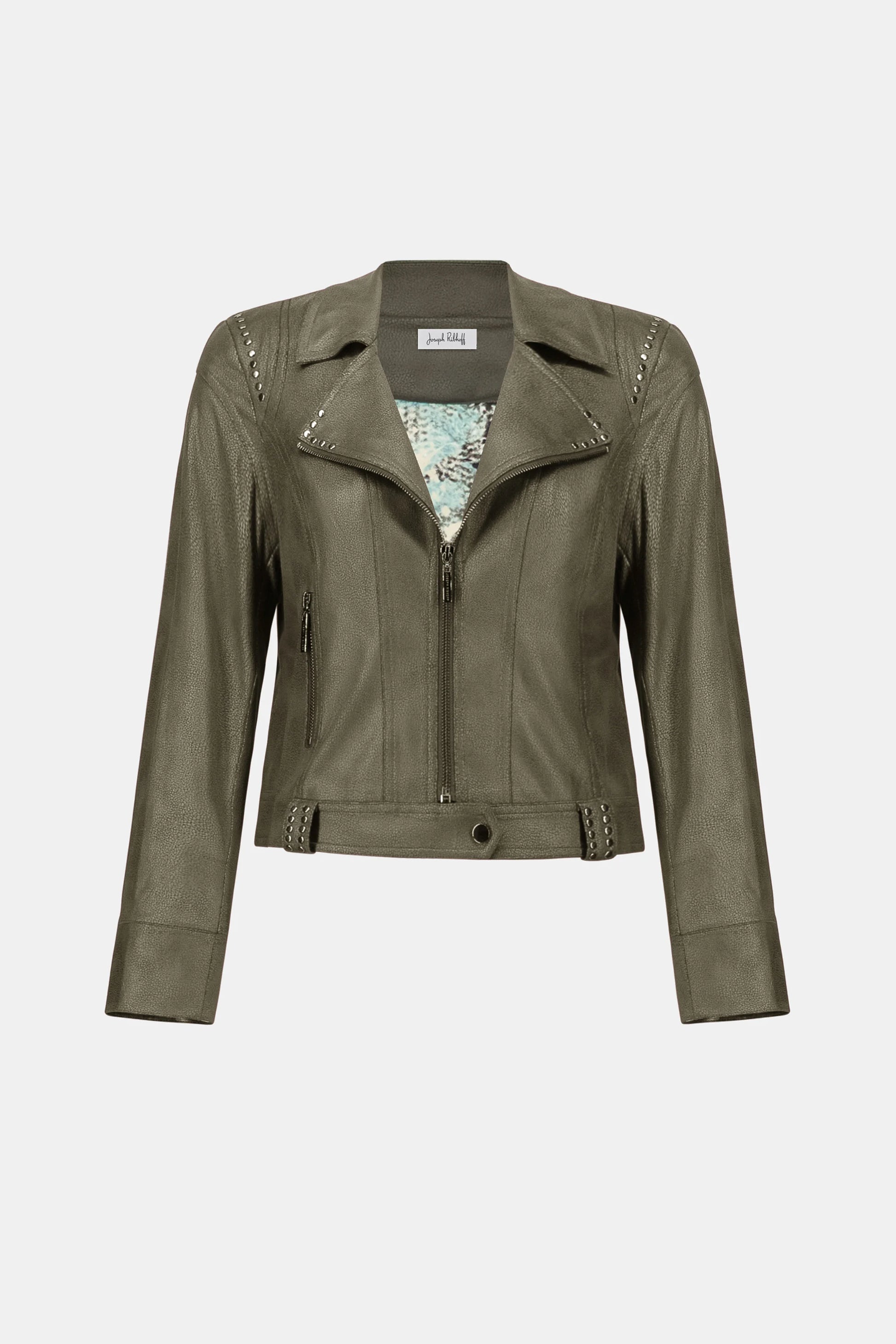 Joseph Ribkoff Avocado Foiled Faux Suede Fitted Jacket 