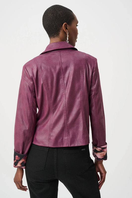 Joseph Ribkoff Elderberry Foiled Faux Suede Fitted Jacket