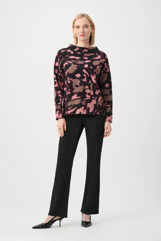 Joseph Ribkoff Abstract Jacquard Sweater With Rhinestone Detail 26393