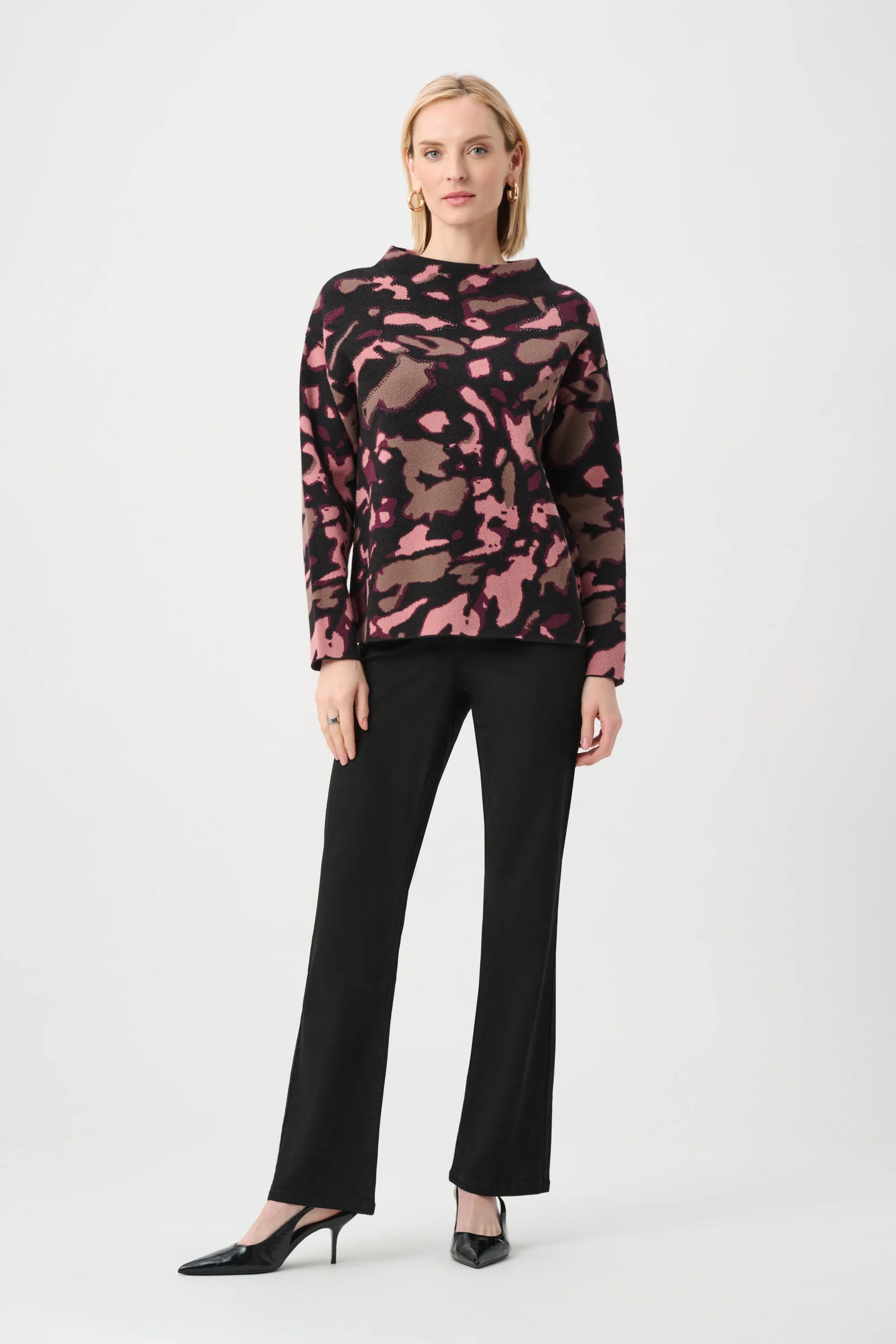 Joseph Ribkoff Abstract Jacquard Sweater With Rhinestone Detail 26393