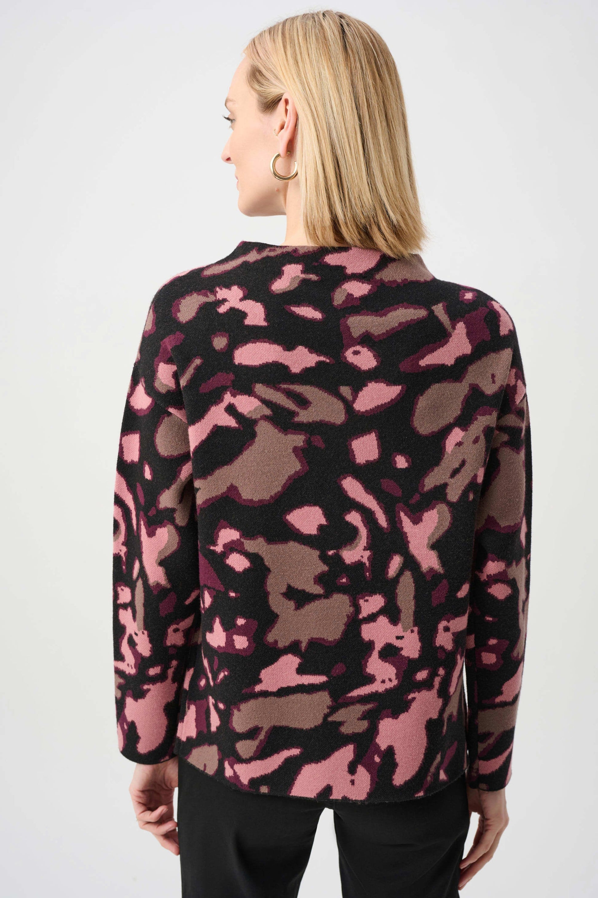 Joseph Ribkoff Abstract Jacquard Sweater With Rhinestone Detail 26393