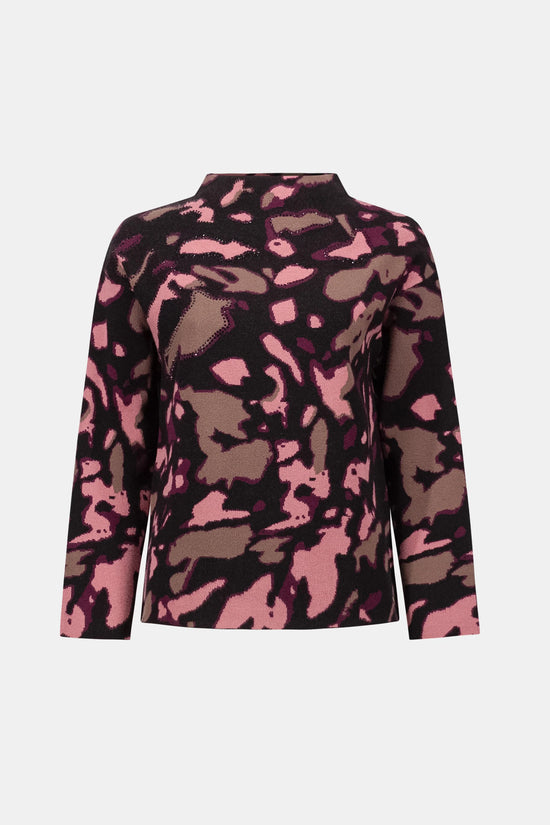 Joseph Ribkoff Abstract Jacquard Sweater With Rhinestone Detail 26393