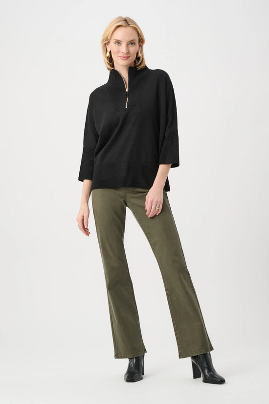 Joseph Ribkoff Black Funnel-Neck Sweater with Zip